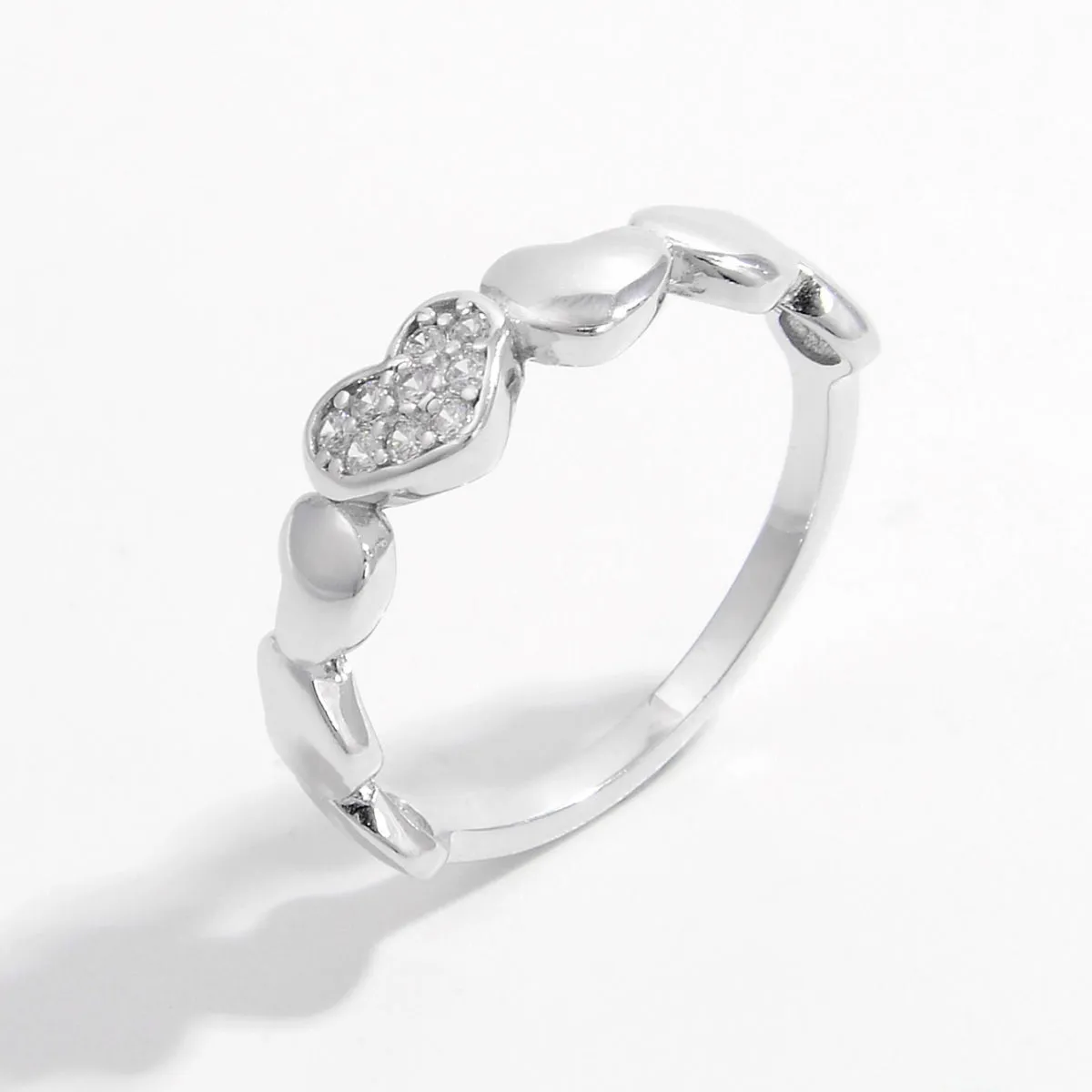 925 Sterling Silver Jewelry 925 Sterling Silver Inlaid Zircon Heart Ring