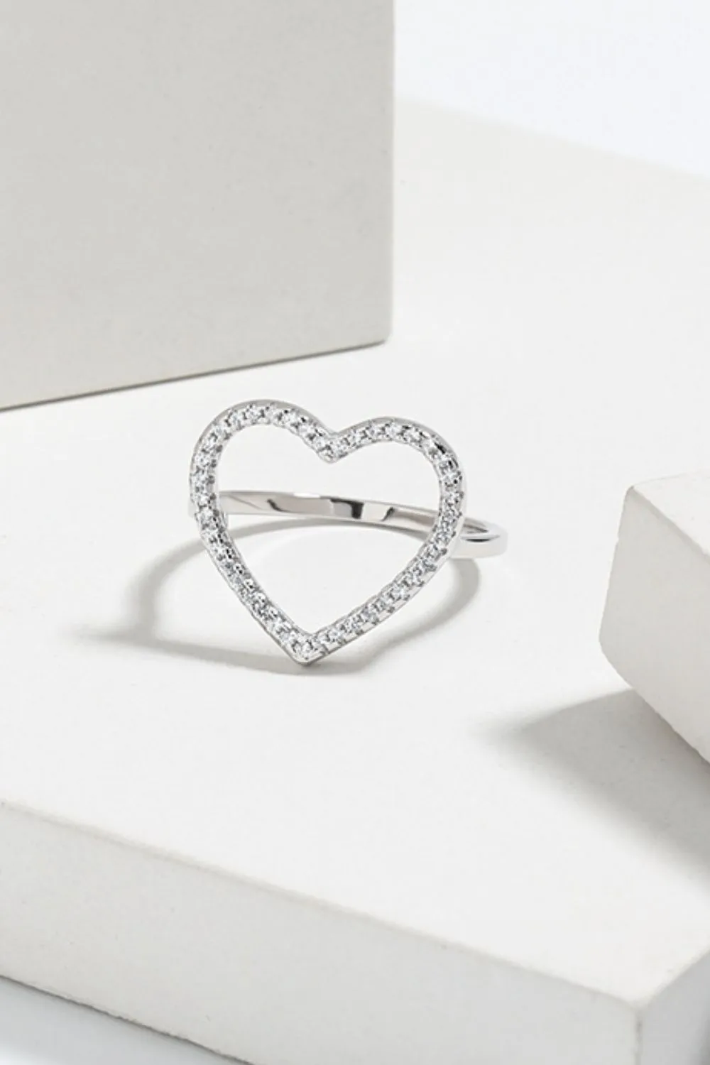 925 Sterling Silver Jewelry 925 Sterling Silver Inlaid Zircon Heart Ring
