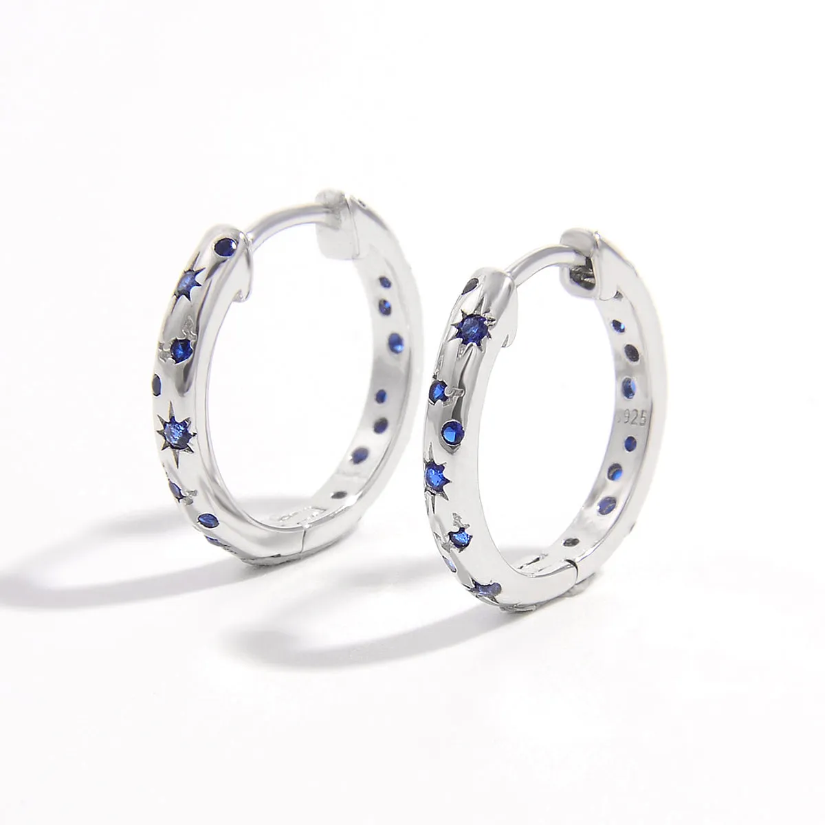 925 Sterling Silver Jewelry 925 Sterling Silver Inlaid Zircon Huggie Earrings