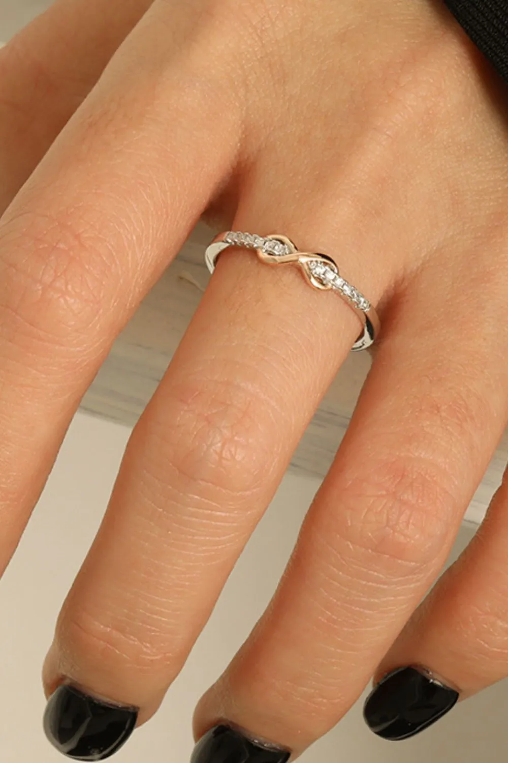 925 Sterling Silver Jewelry 925 Sterling Silver Inlaid Zircon Infinity Symbol Ring