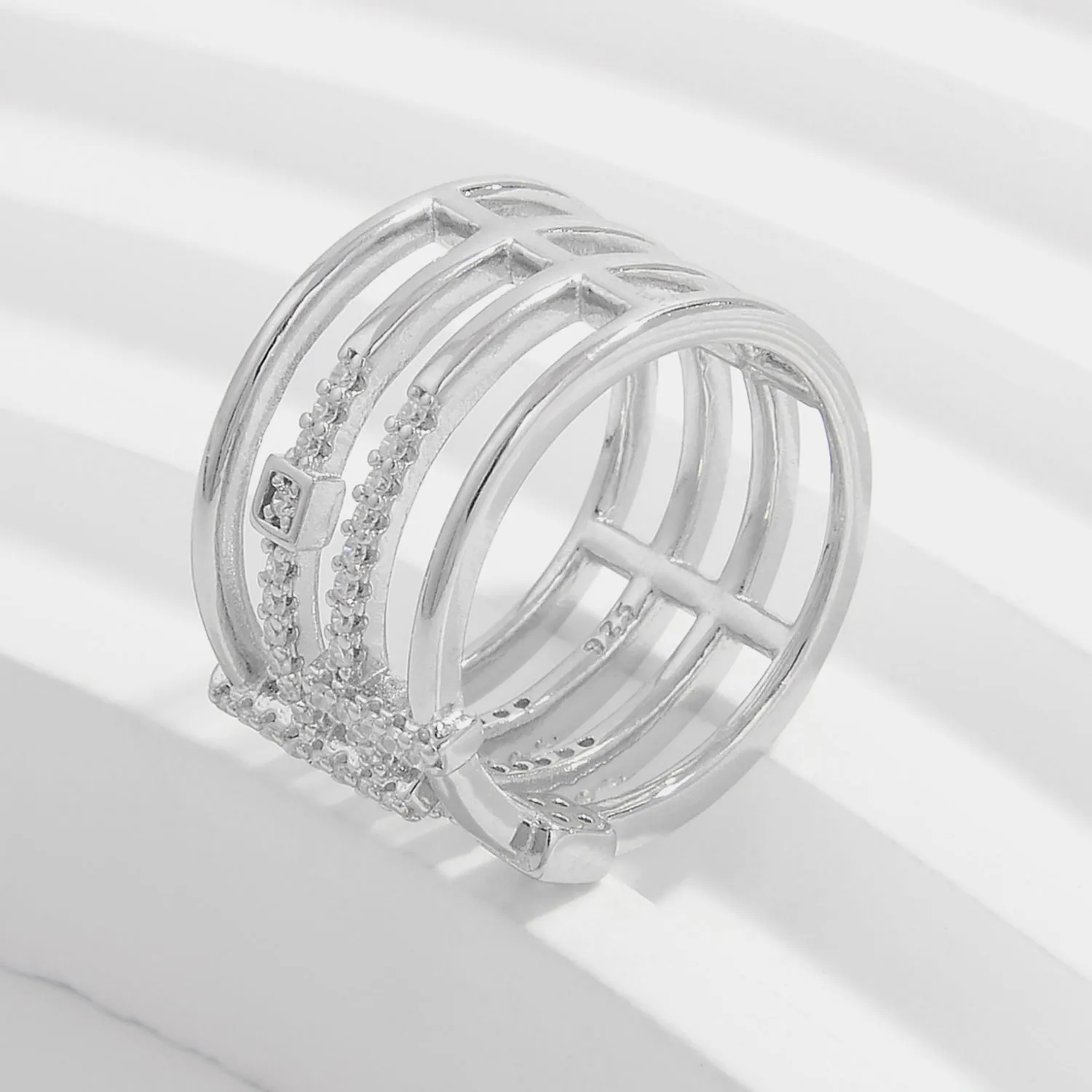 925 Sterling Silver Jewelry 925 Sterling Silver Inlaid Zircon Ring