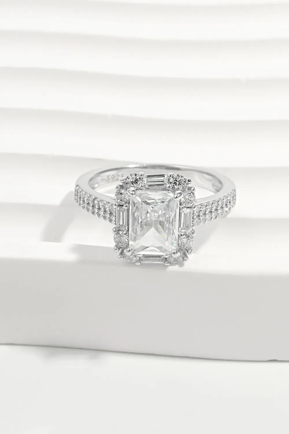 925 Sterling Silver Jewelry 925 Sterling Silver Inlaid Zircon Square Ring