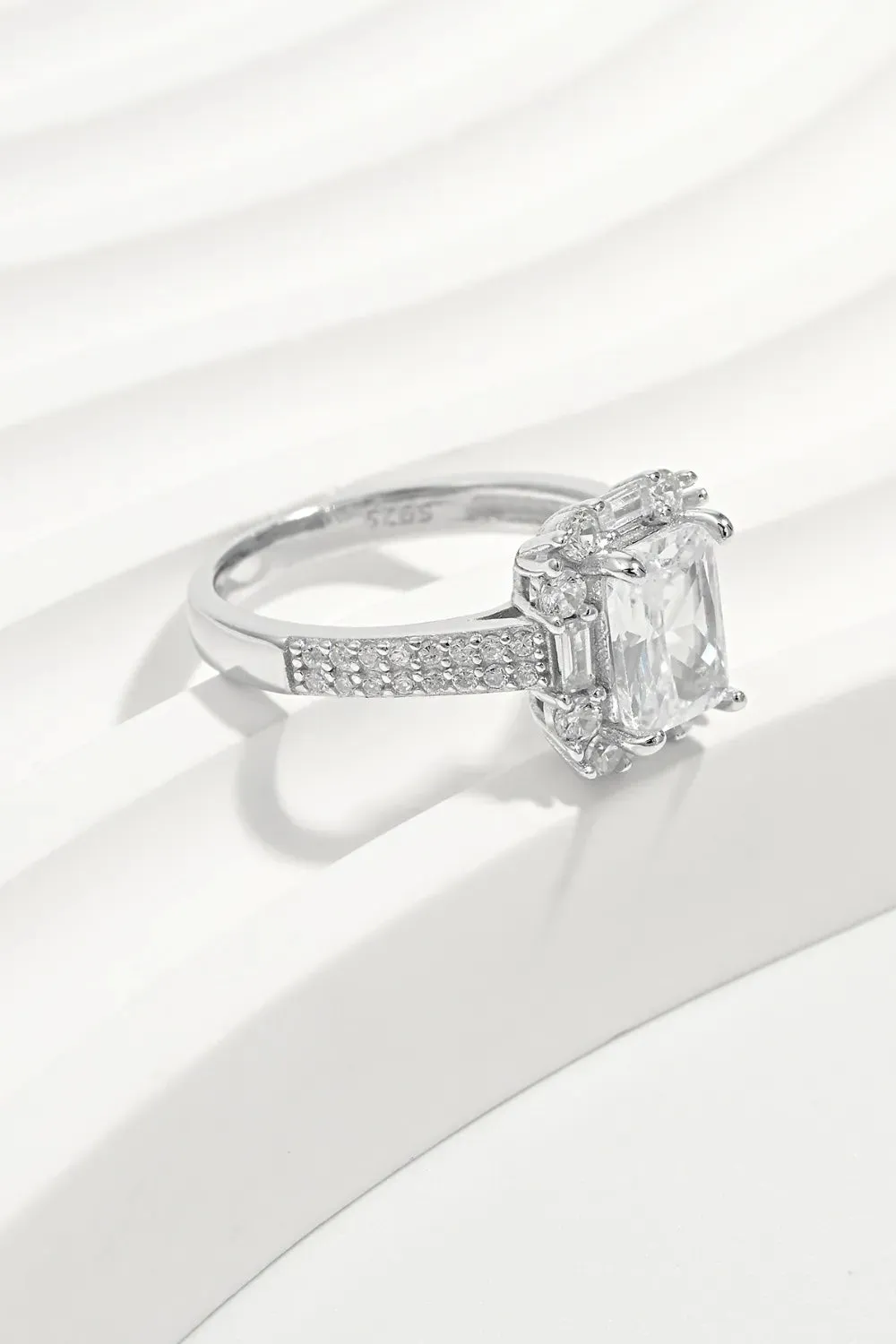 925 Sterling Silver Jewelry 925 Sterling Silver Inlaid Zircon Square Ring