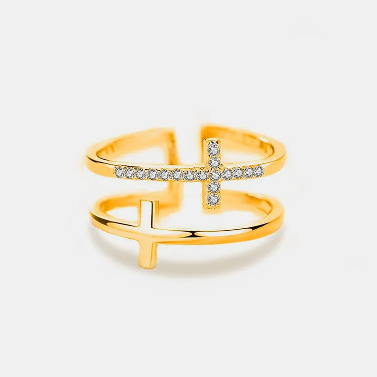 925 Sterling Silver Jewelry 925 Sterling Silver Inland Zircon Cross Ring