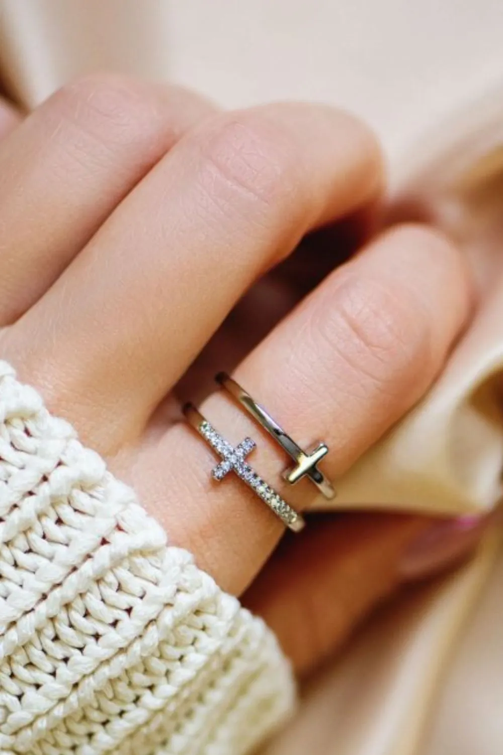 925 Sterling Silver Jewelry 925 Sterling Silver Inland Zircon Cross Ring