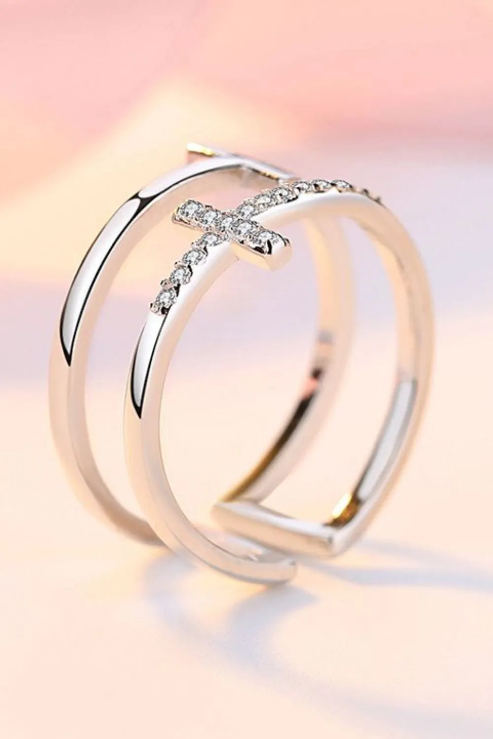 925 Sterling Silver Jewelry 925 Sterling Silver Inland Zircon Cross Ring