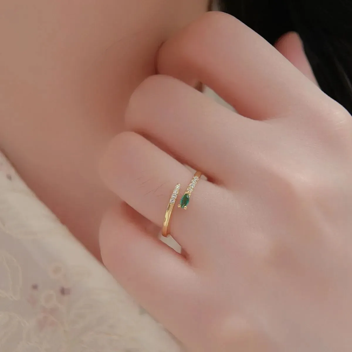 925 Sterling Silver Jewelry 925 Sterling Silver Inland Zircon Open Ring
