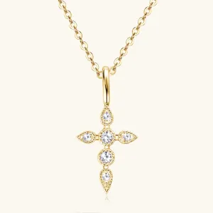 925 Sterling Silver Jewelry 925 Sterling Silver Moissanite Cross Pendant Necklace