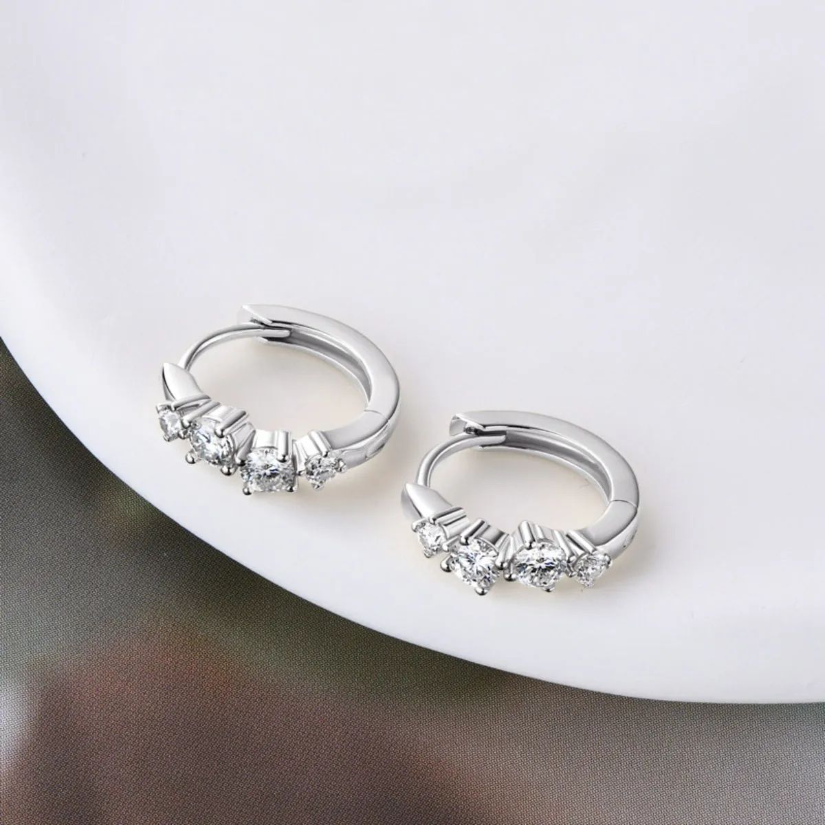 925 Sterling Silver Jewelry 925 Sterling Silver Moissanite Huggie Earrings