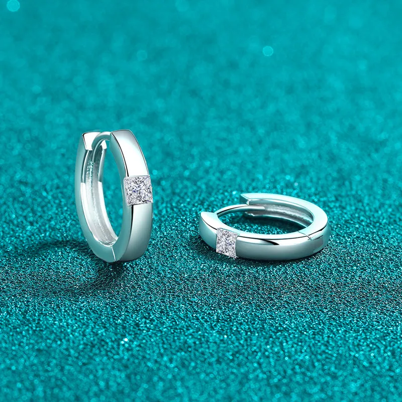 925 Sterling Silver Jewelry 925 Sterling Silver Moissanite Huggie Earrings