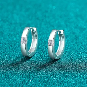 925 Sterling Silver Jewelry 925 Sterling Silver Moissanite Huggie Earrings