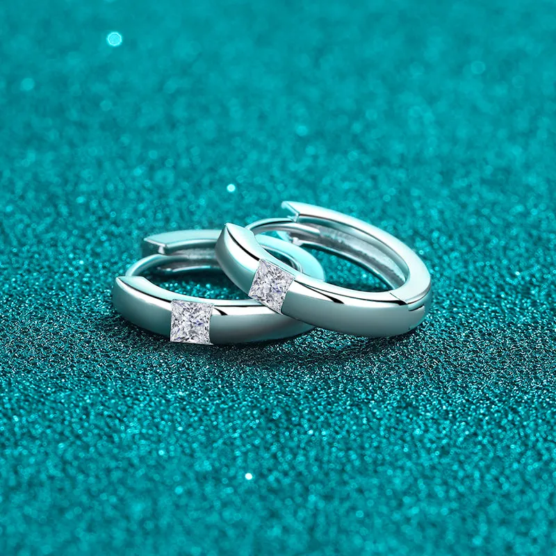 925 Sterling Silver Jewelry 925 Sterling Silver Moissanite Huggie Earrings