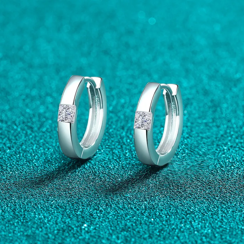 925 Sterling Silver Jewelry 925 Sterling Silver Moissanite Huggie Earrings