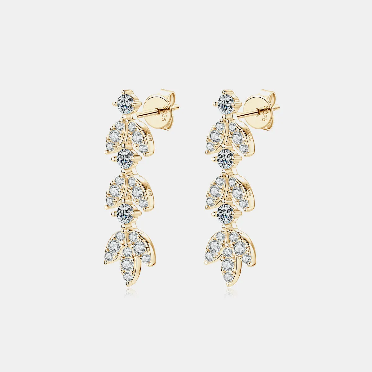 925 Sterling Silver Jewelry 925 Sterling Silver Moissanite Leaf Earrings