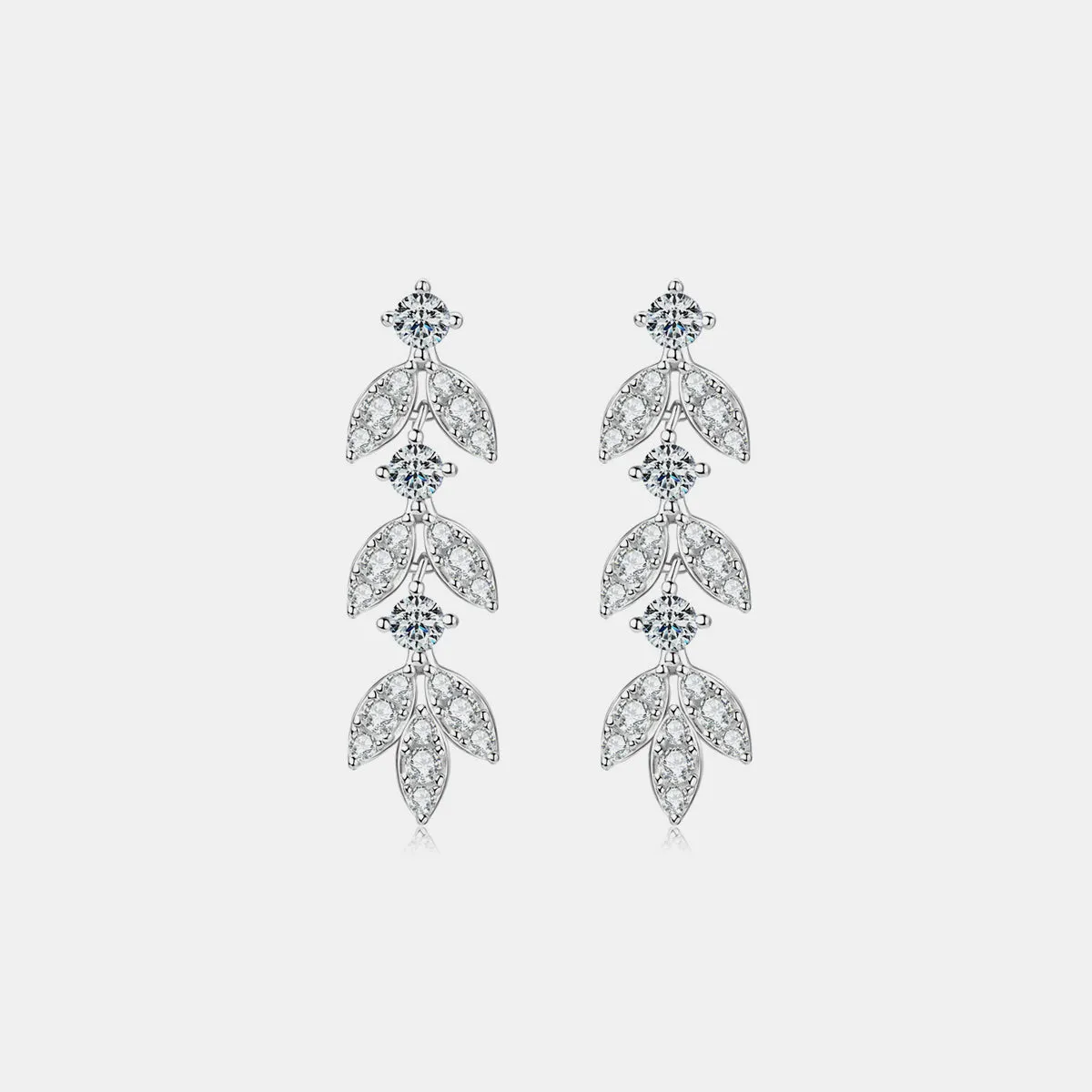 925 Sterling Silver Jewelry 925 Sterling Silver Moissanite Leaf Earrings