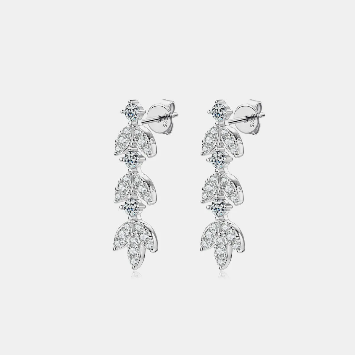 925 Sterling Silver Jewelry 925 Sterling Silver Moissanite Leaf Earrings