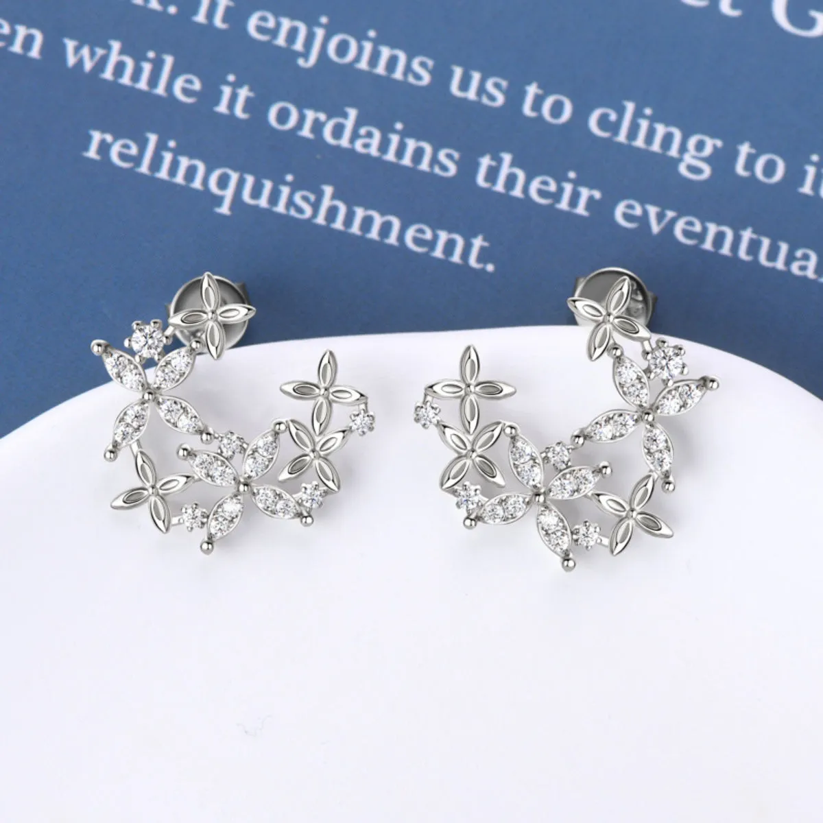925 Sterling Silver Jewelry 925 Sterling Silver Moissanite Lucky Clover Earrings