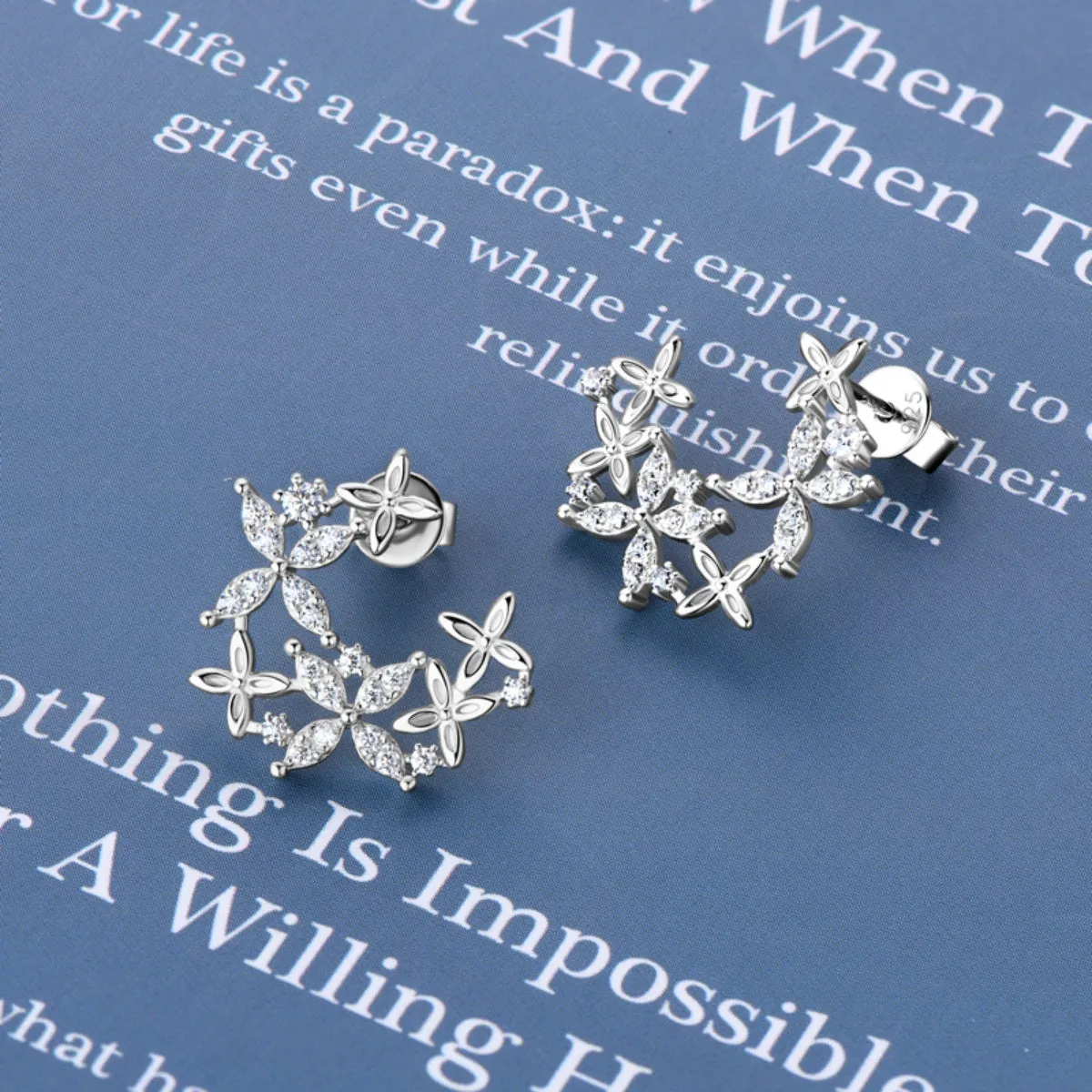 925 Sterling Silver Jewelry 925 Sterling Silver Moissanite Lucky Clover Earrings