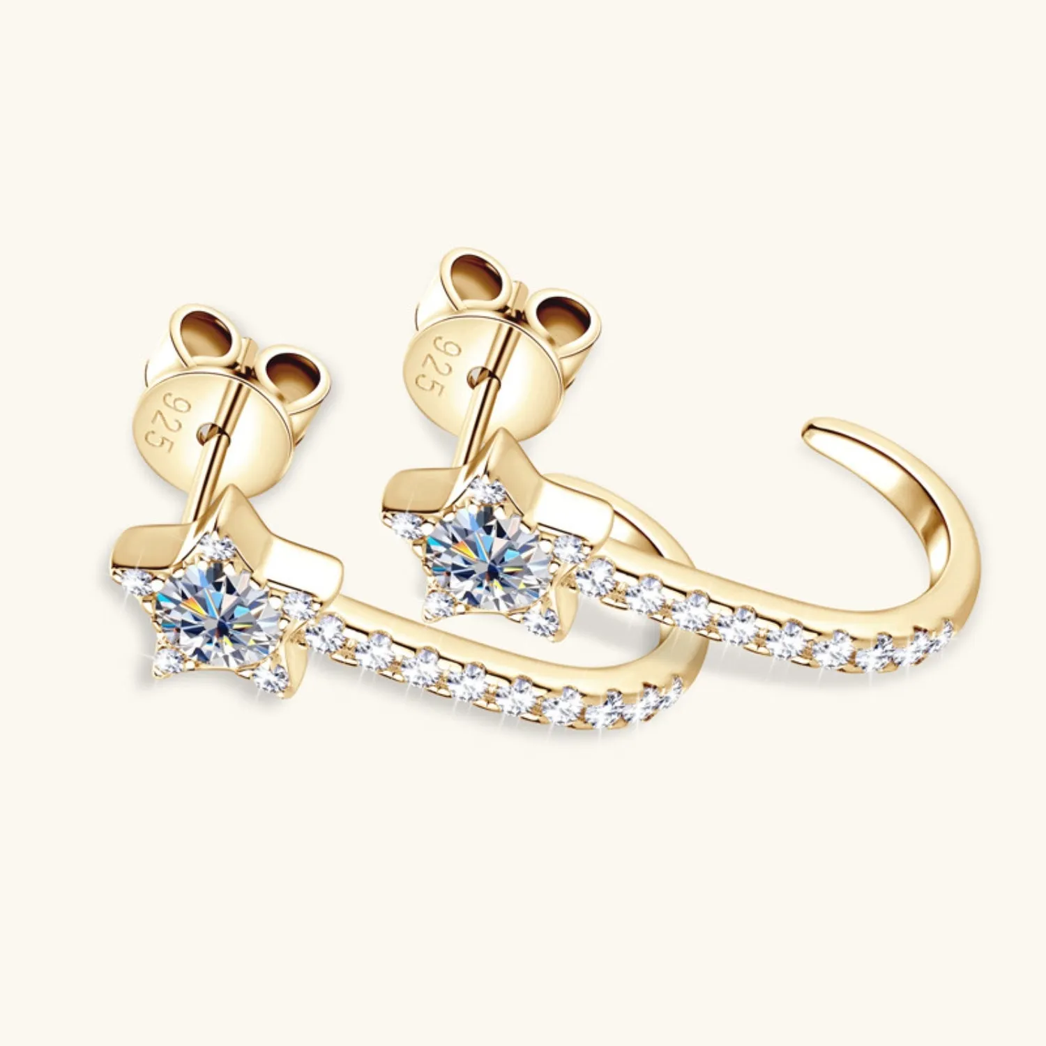 925 Sterling Silver Jewelry 925 Sterling Silver Moissanite Star Earrings