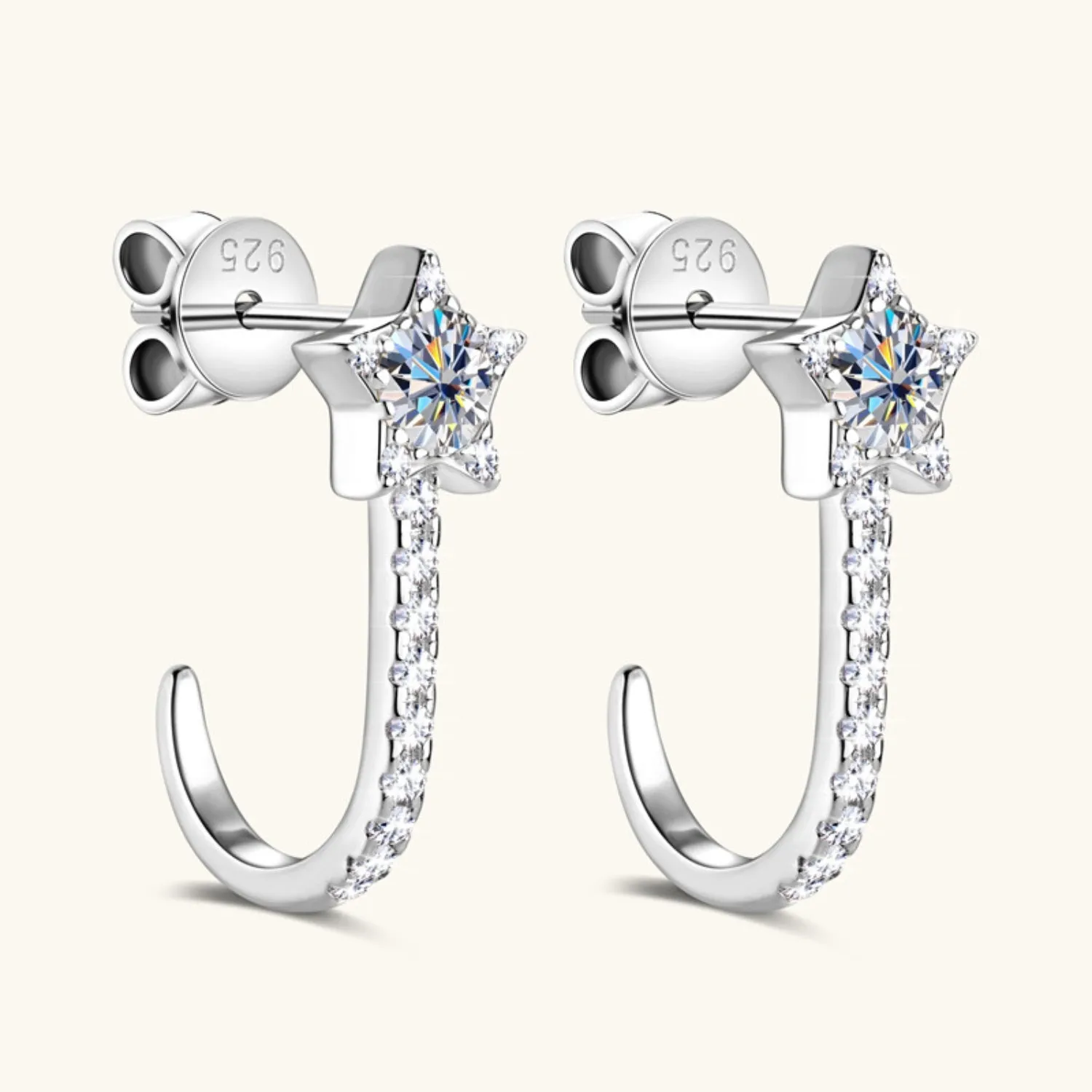925 Sterling Silver Jewelry 925 Sterling Silver Moissanite Star Earrings