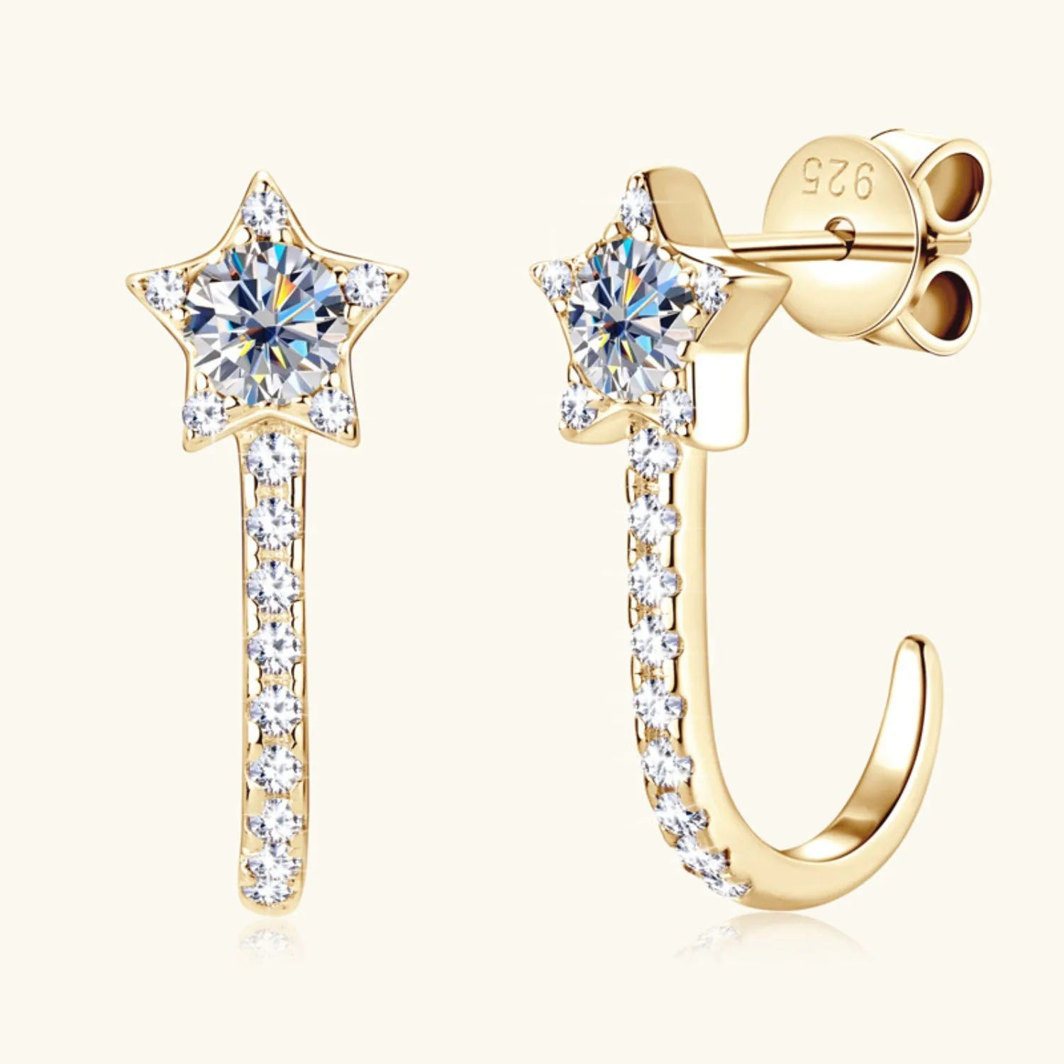 925 Sterling Silver Jewelry 925 Sterling Silver Moissanite Star Earrings