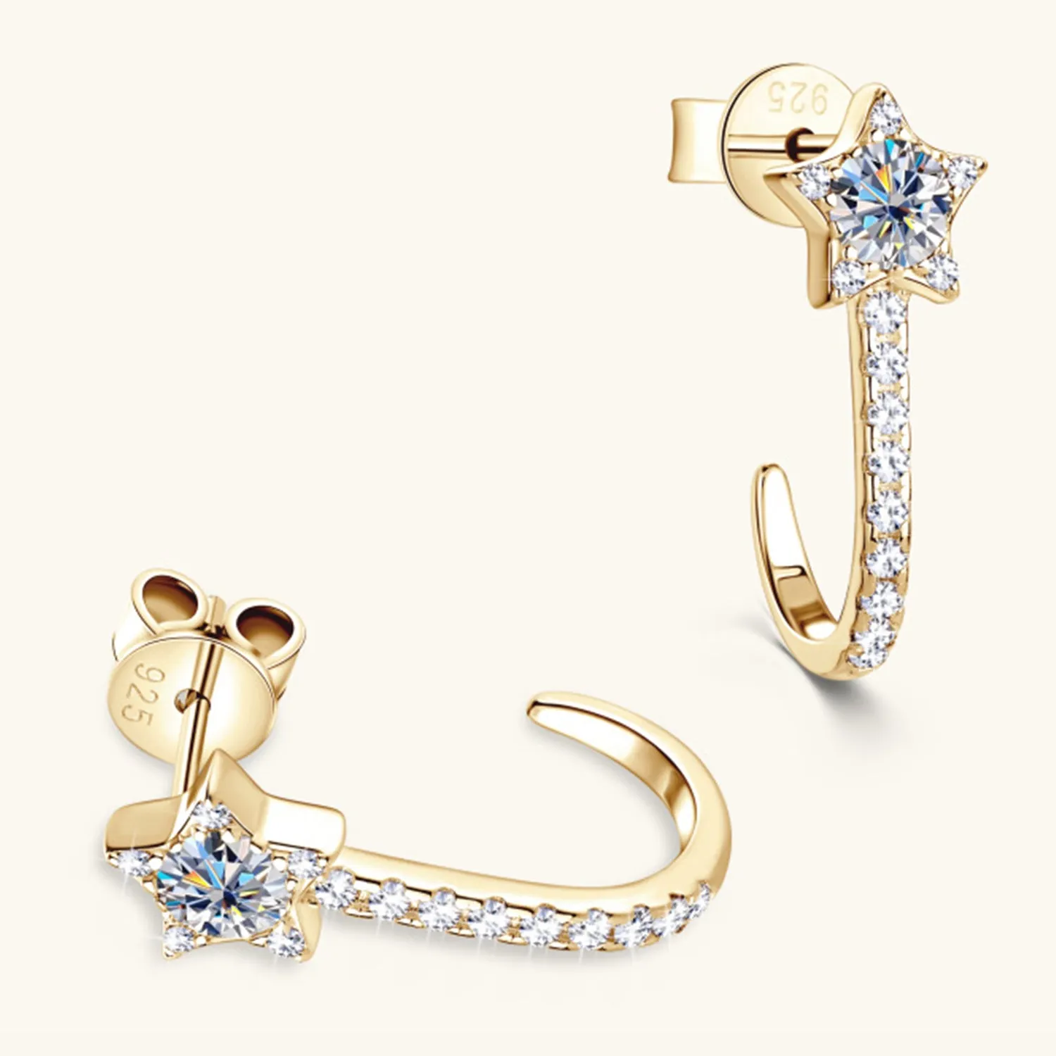 925 Sterling Silver Jewelry 925 Sterling Silver Moissanite Star Earrings
