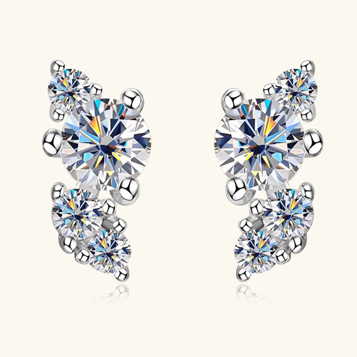 925 Sterling Silver Jewelry 925 Sterling Silver Moissanite Stud Earrings
