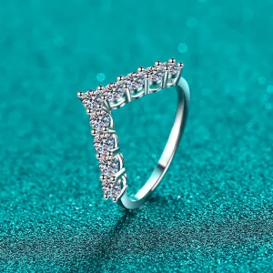 925 Sterling Silver Jewelry 925 Sterling Silver Moissanite V Shape Ring