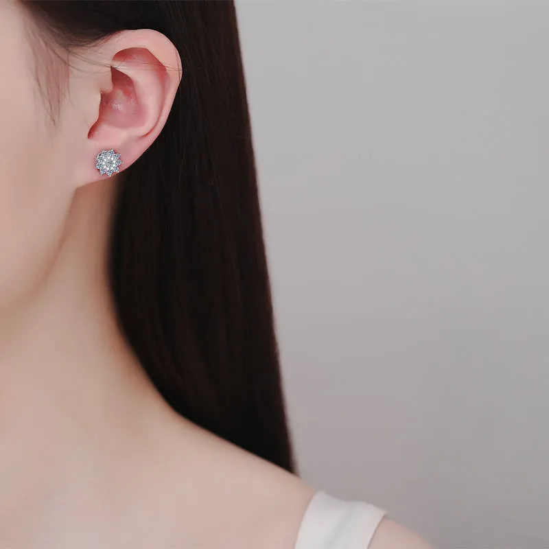 925 Sterling Silver Jewelry 925 Sterling Silver Moissanite Zircon Stud Earrings