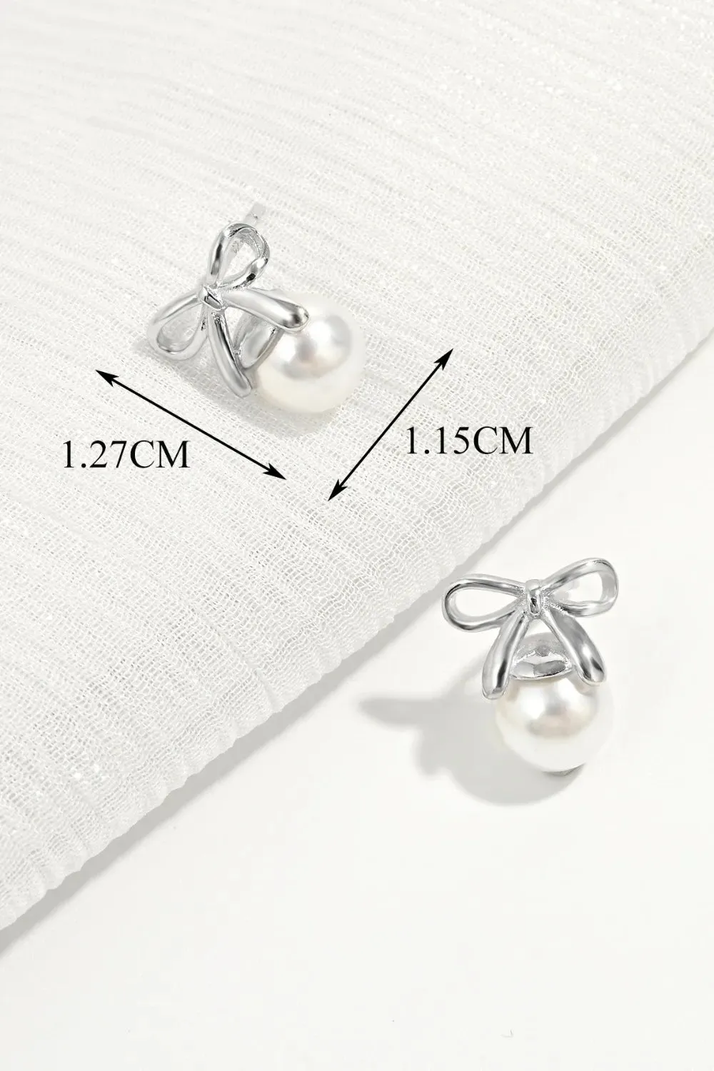 925 Sterling Silver Jewelry 925 Sterling Silver Pearl Bow Earrings