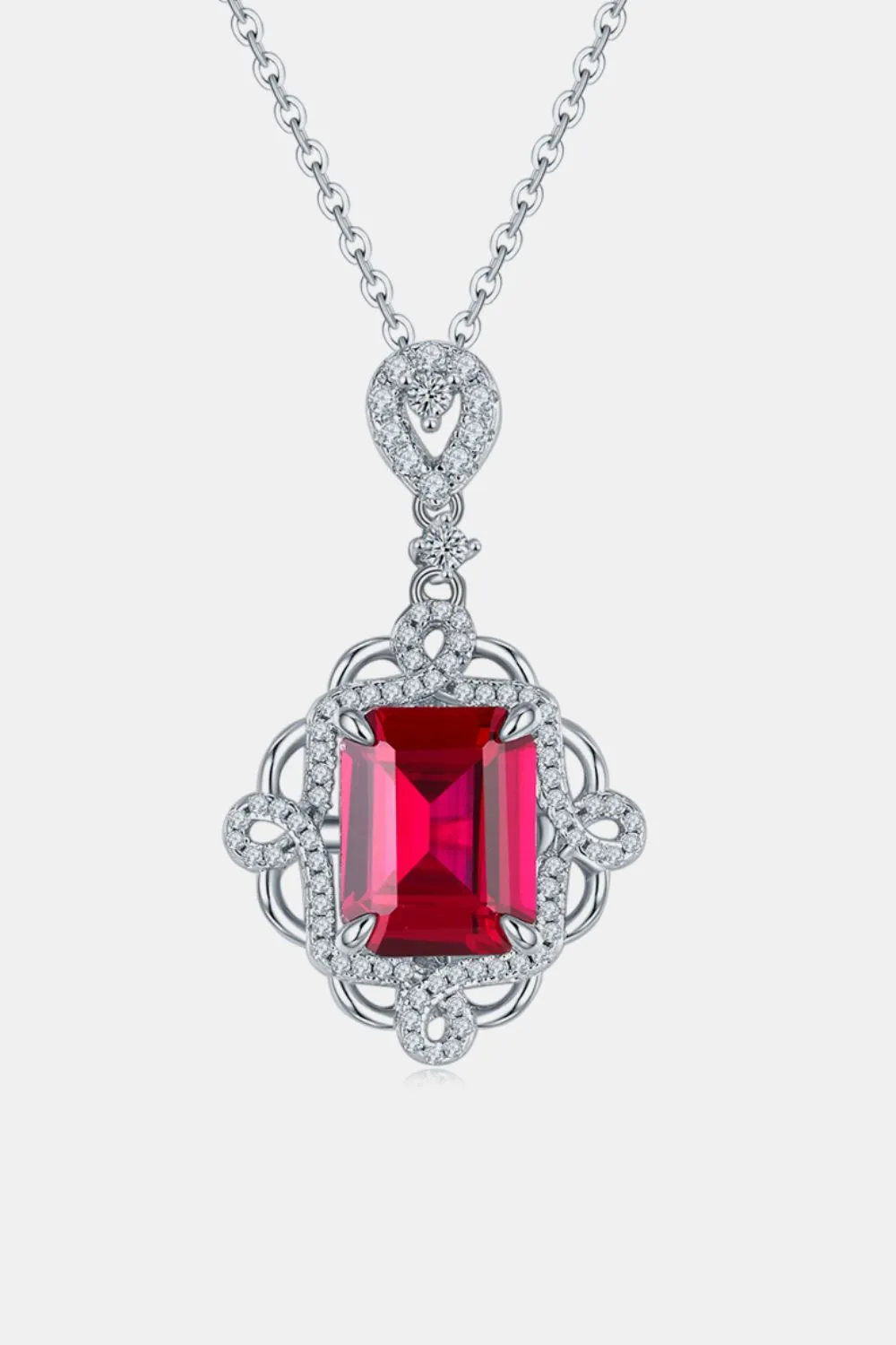 925 Sterling Silver Jewelry 925 Sterling Silver Ruby Pendant Necklace