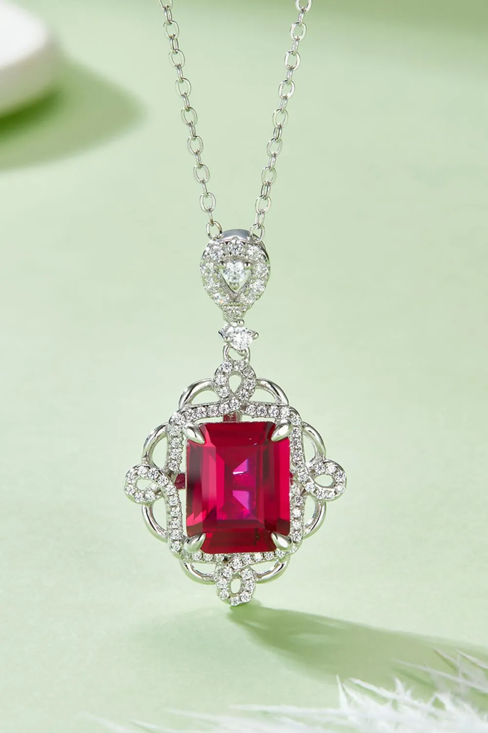 925 Sterling Silver Jewelry 925 Sterling Silver Ruby Pendant Necklace