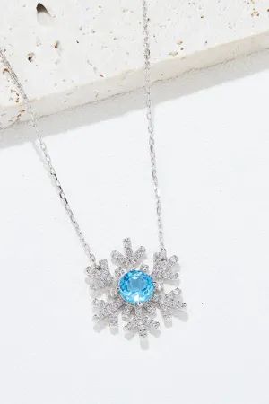 925 Sterling Silver Jewelry 925 Sterling Silver Topaz Snowflake Shape Necklace