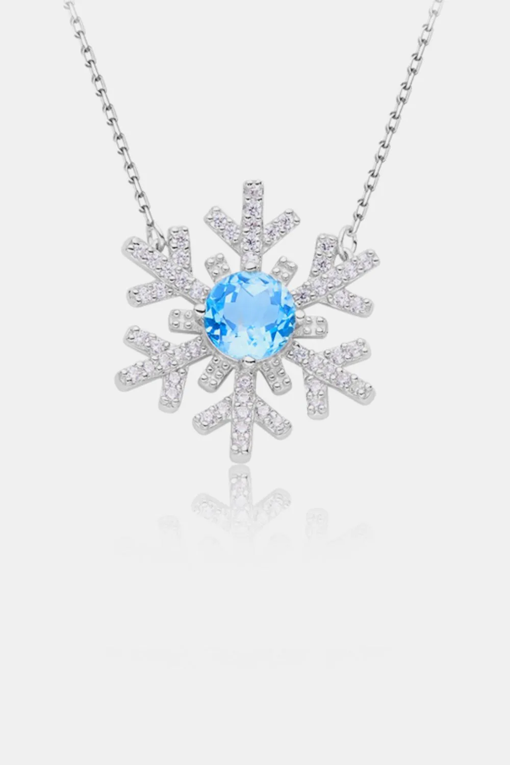 925 Sterling Silver Jewelry 925 Sterling Silver Topaz Snowflake Shape Necklace