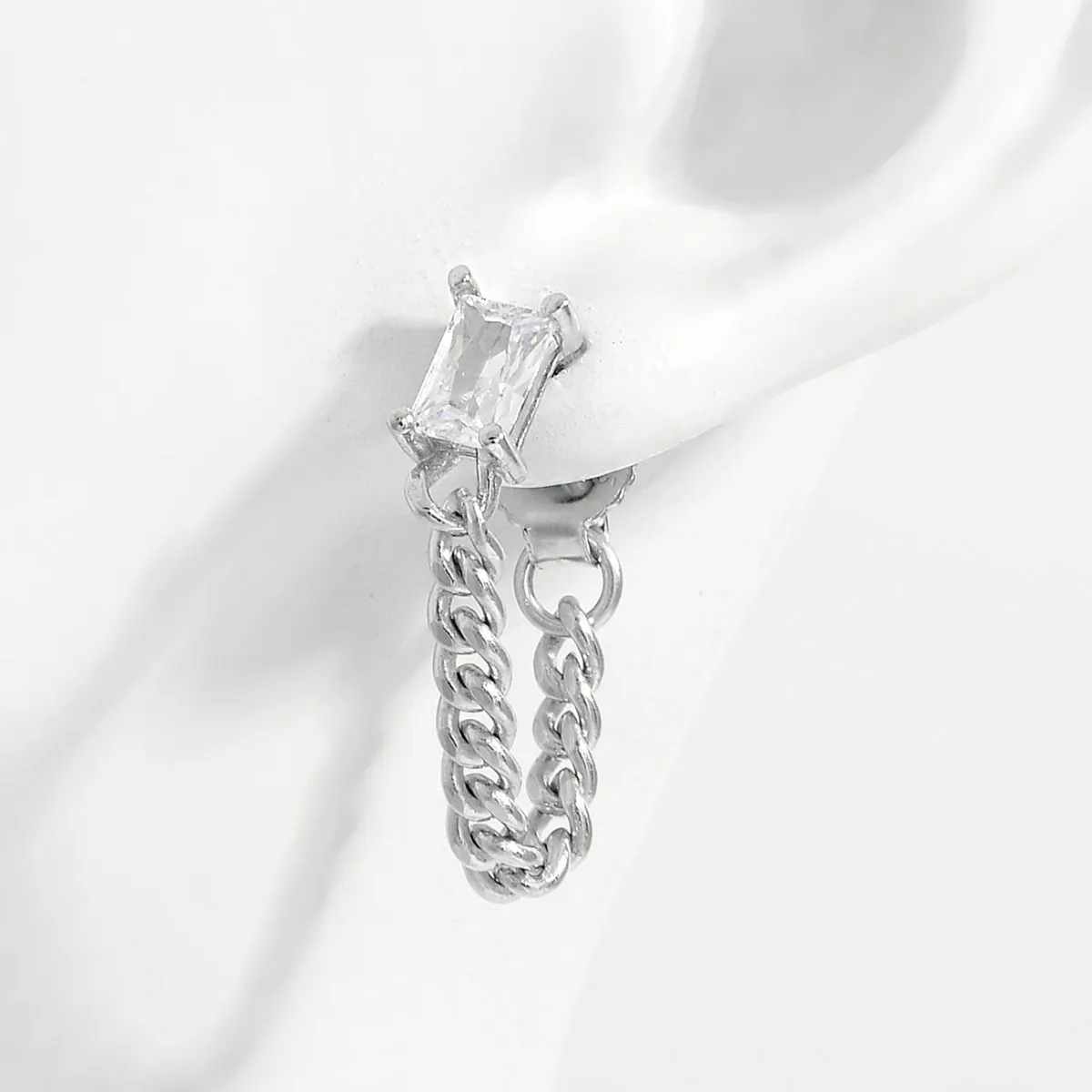 925 Sterling Silver Jewelry 925 Sterling Silver Zircon Chain Earrings