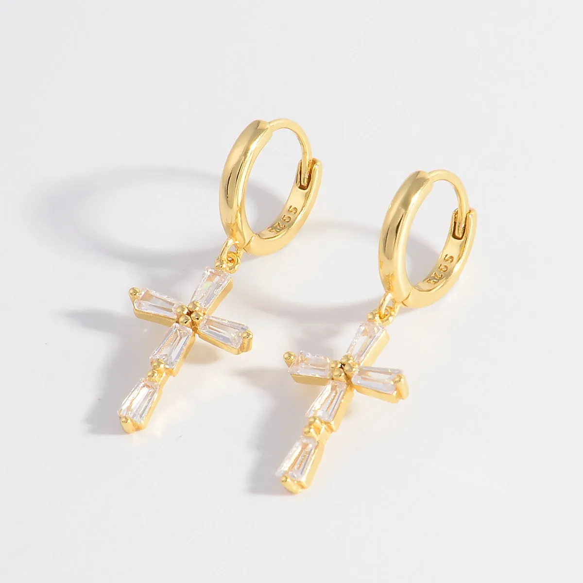 925 Sterling Silver Jewelry 925 Sterling Silver Zircon Cross Earrings