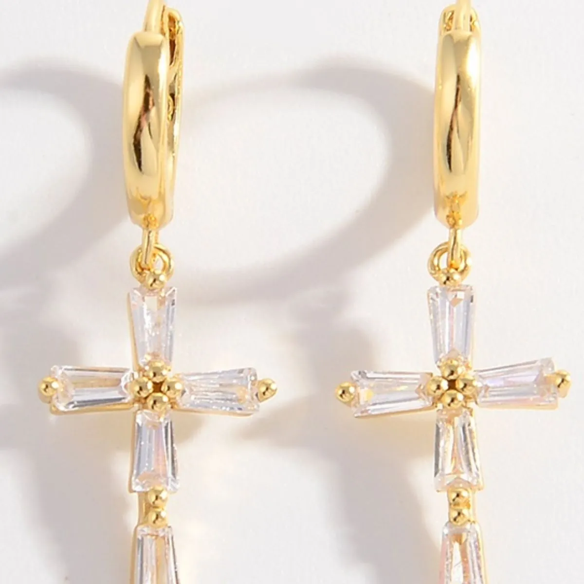 925 Sterling Silver Jewelry 925 Sterling Silver Zircon Cross Earrings