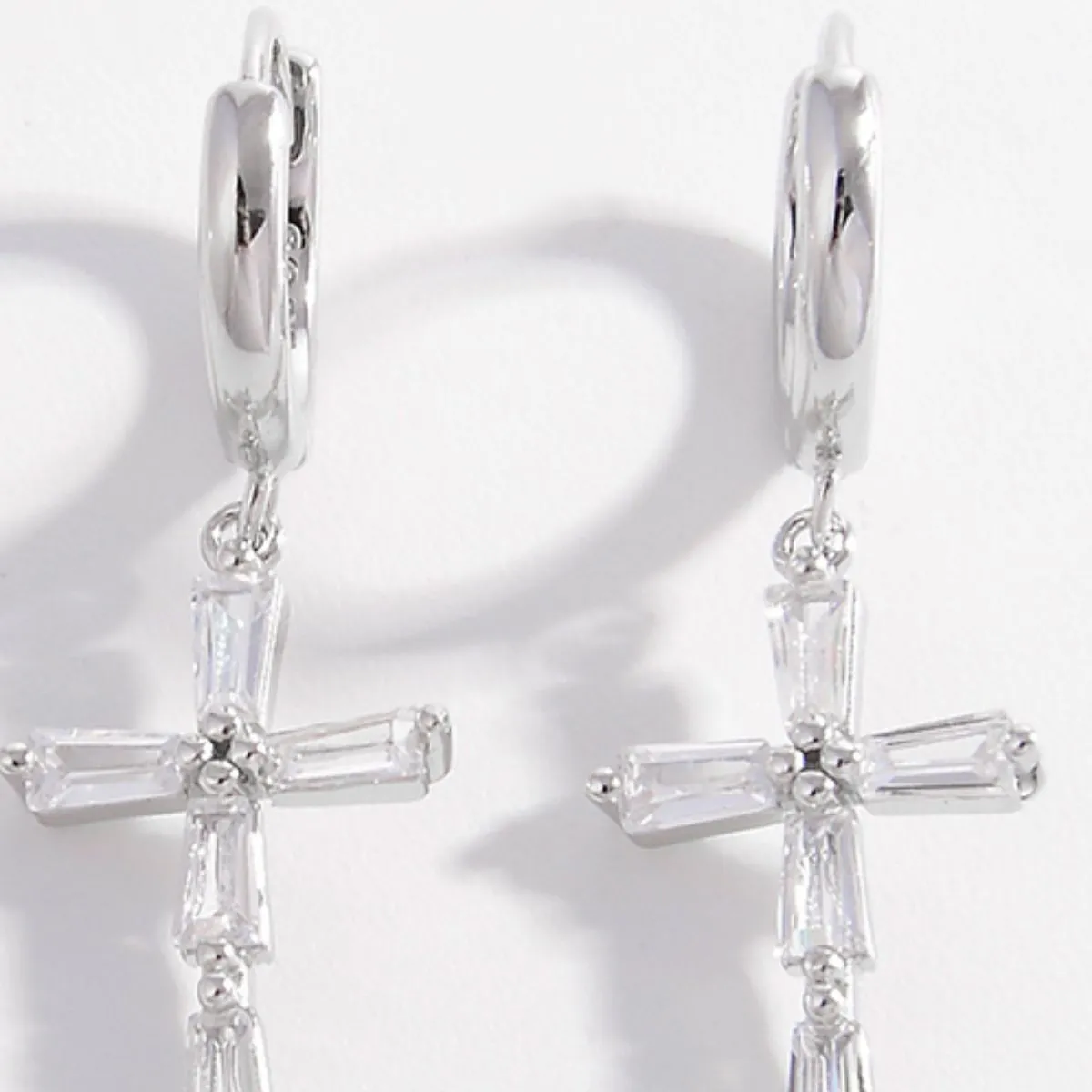 925 Sterling Silver Jewelry 925 Sterling Silver Zircon Cross Earrings