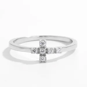 925 Sterling Silver Jewelry 925 Sterling Silver Zircon Cross Ring