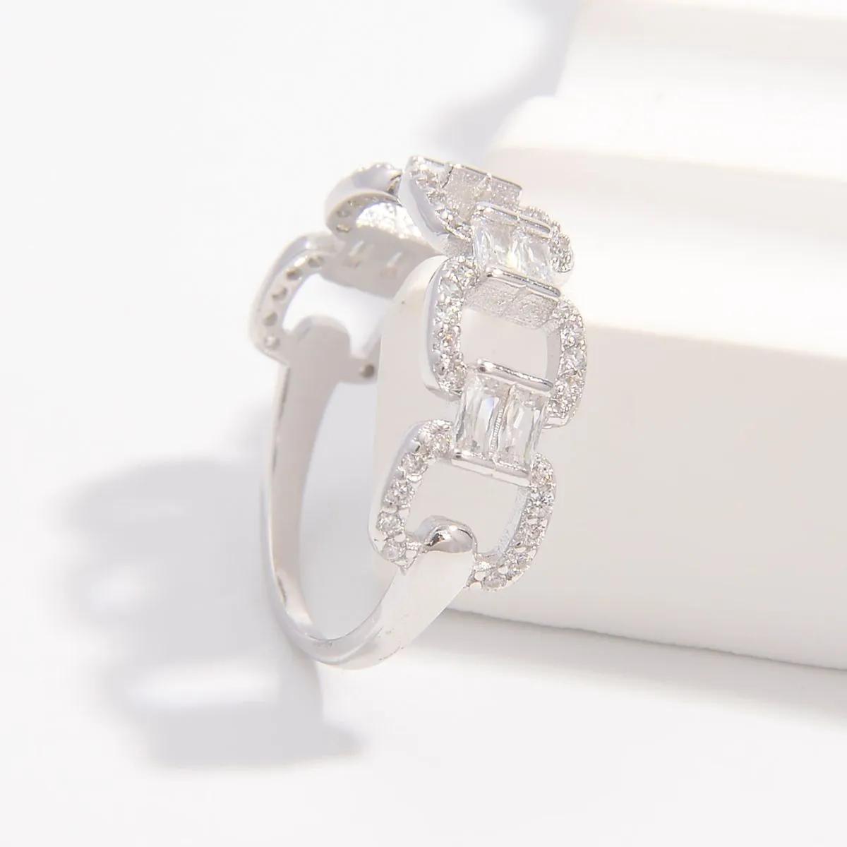 925 Sterling Silver Jewelry 925 Sterling Silver Zircon Cutout Ring