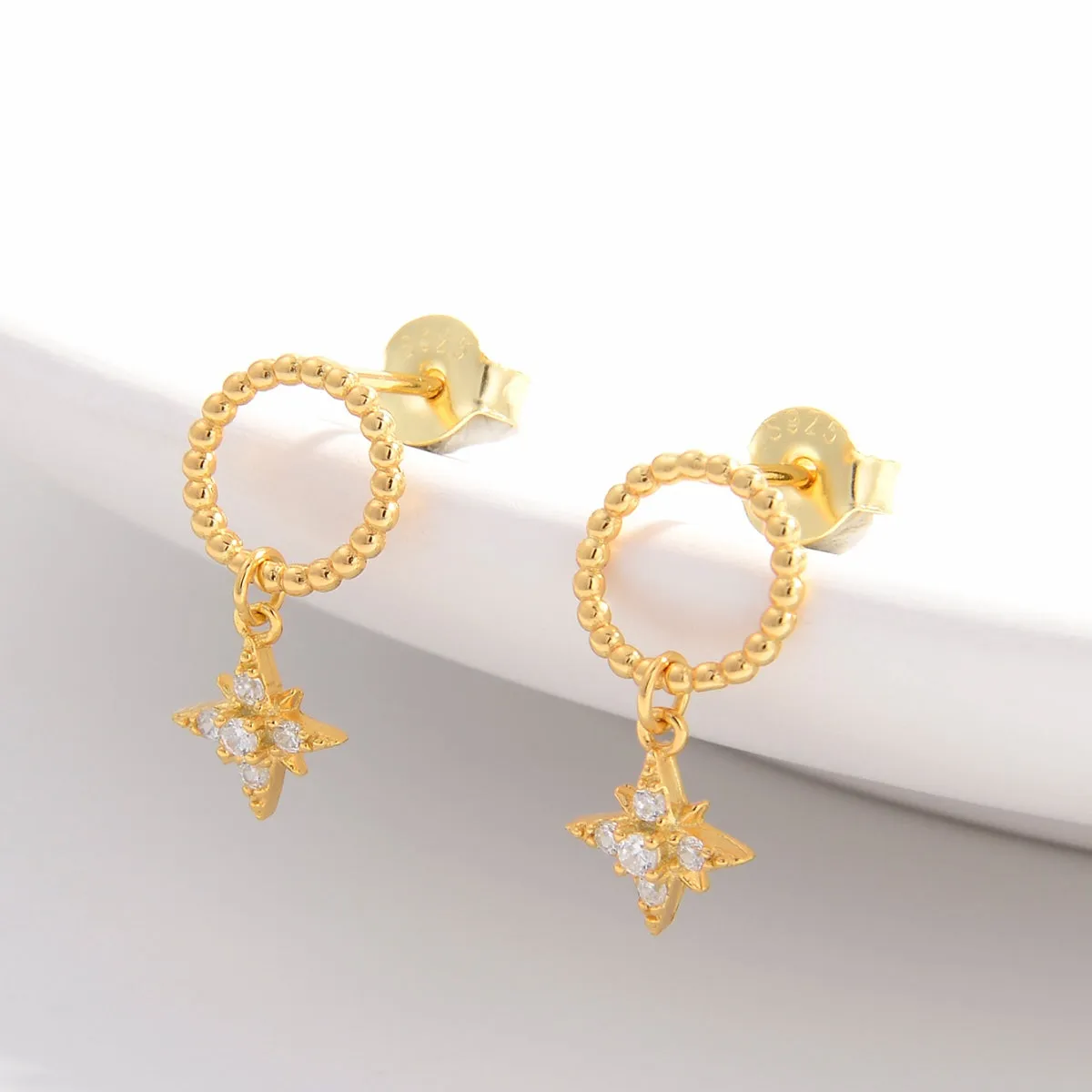 925 Sterling Silver Jewelry 925 Sterling Silver Zircon Dangle Earrings