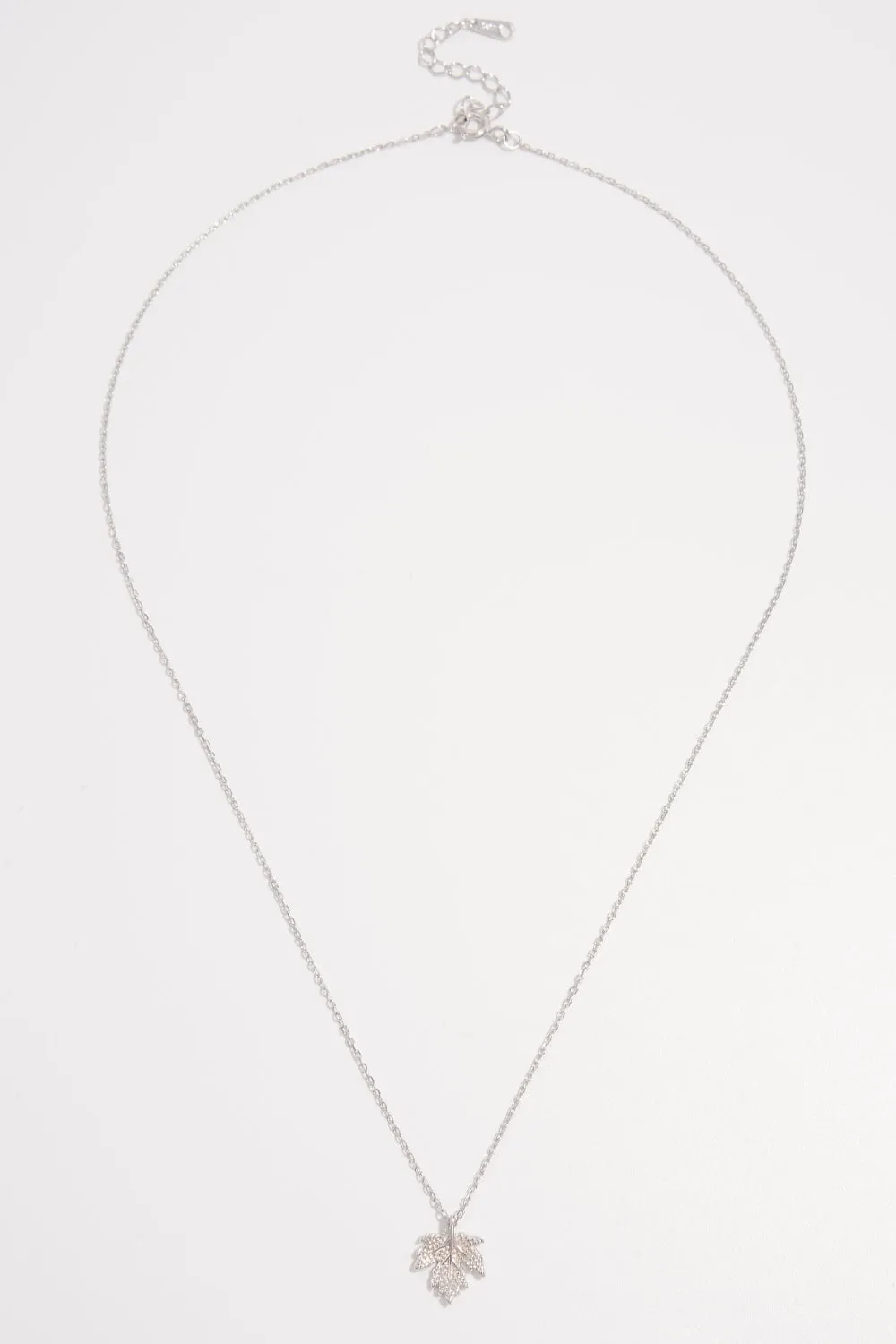 925 Sterling Silver Jewelry 925 Sterling Silver Zircon Maple Leaf Necklace