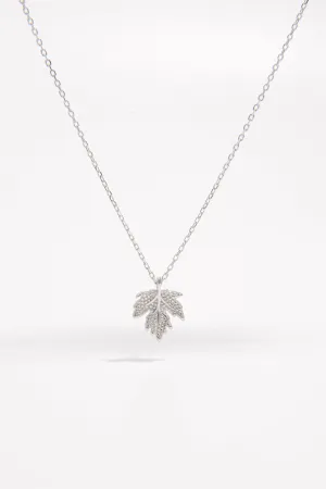 925 Sterling Silver Jewelry 925 Sterling Silver Zircon Maple Leaf Necklace