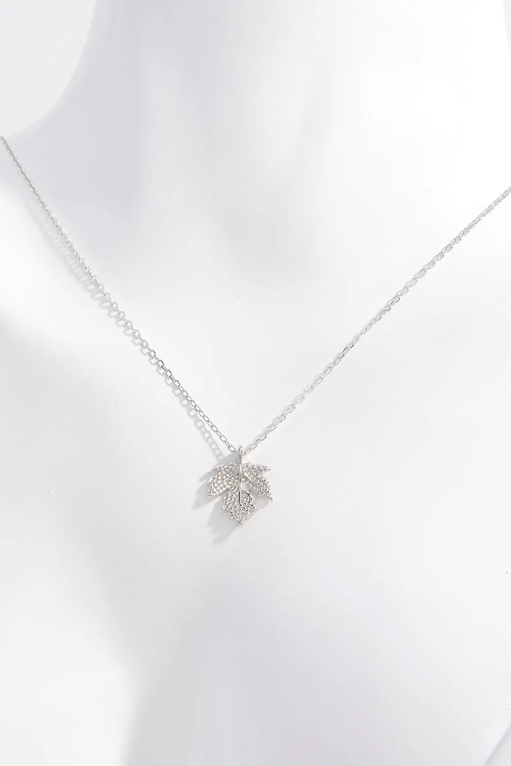 925 Sterling Silver Jewelry 925 Sterling Silver Zircon Maple Leaf Necklace