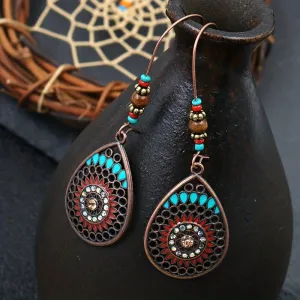 925 Sterling Silver Jewelry Alloy Oil Drip Beaded Teardrop Earrings