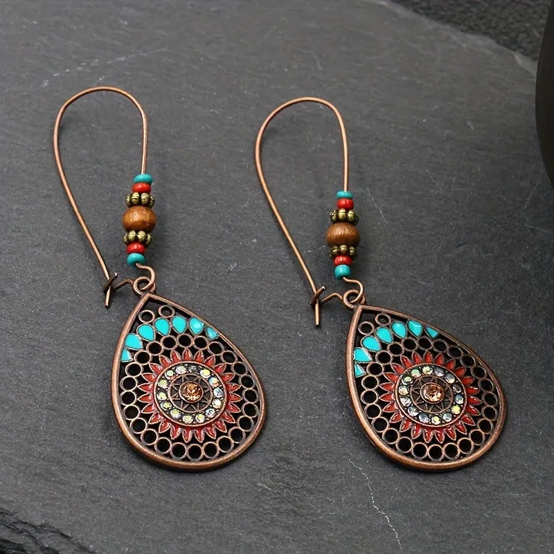 925 Sterling Silver Jewelry Alloy Oil Drip Beaded Teardrop Earrings