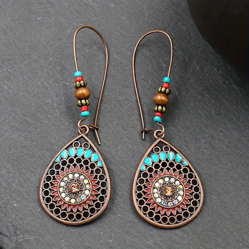 925 Sterling Silver Jewelry Alloy Oil Drip Beaded Teardrop Earrings