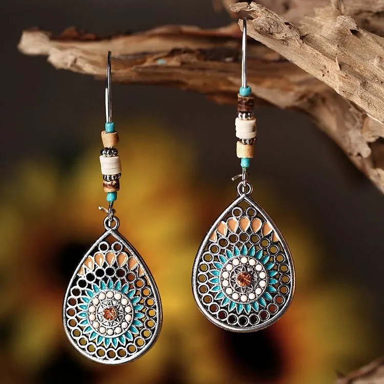 925 Sterling Silver Jewelry Alloy Oil Drip Beaded Teardrop Earrings