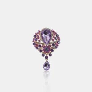 925 Sterling Silver Jewelry Alloy Rhinestone Teardrop Brooch
