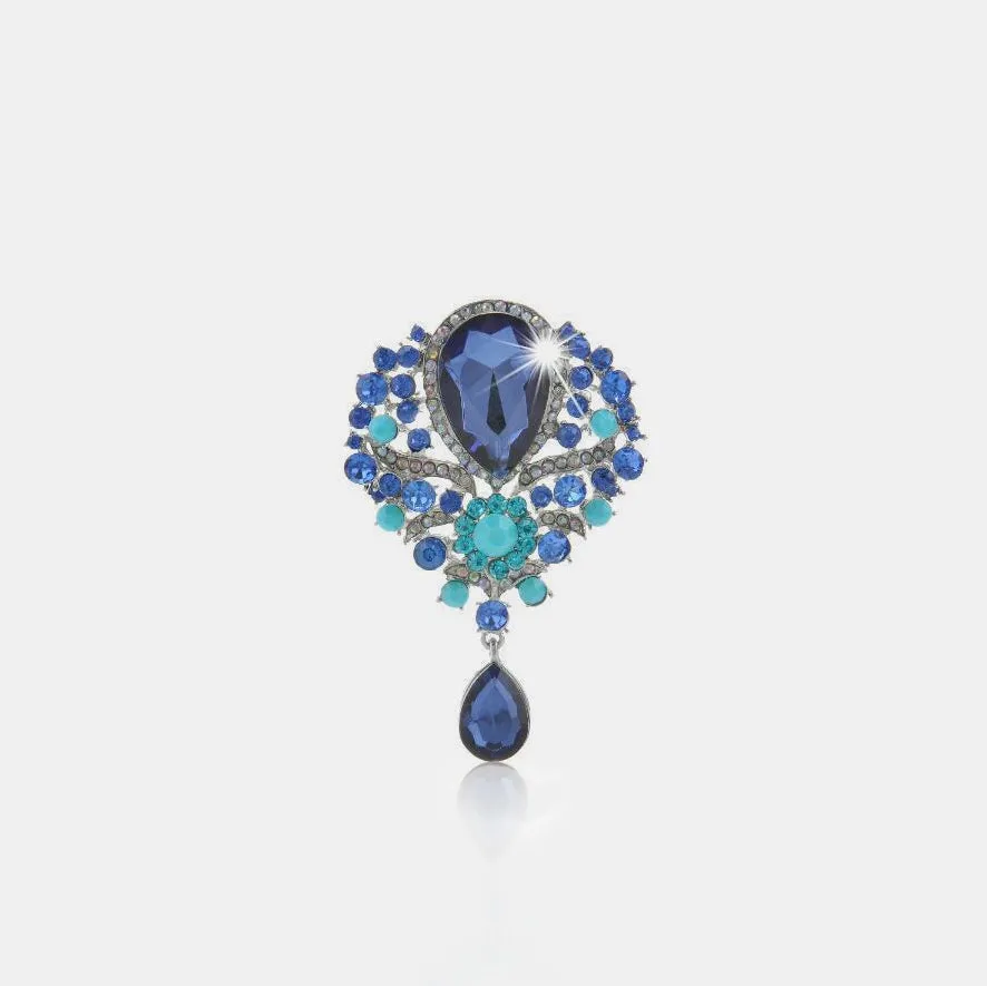 925 Sterling Silver Jewelry Alloy Rhinestone Teardrop Brooch